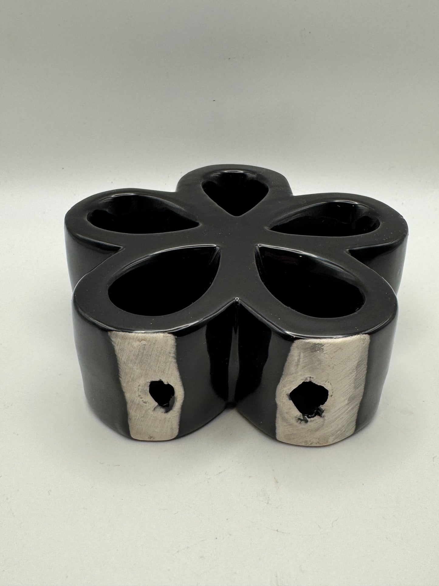 Black Ceramic Flower Tabletop Décor – 5"