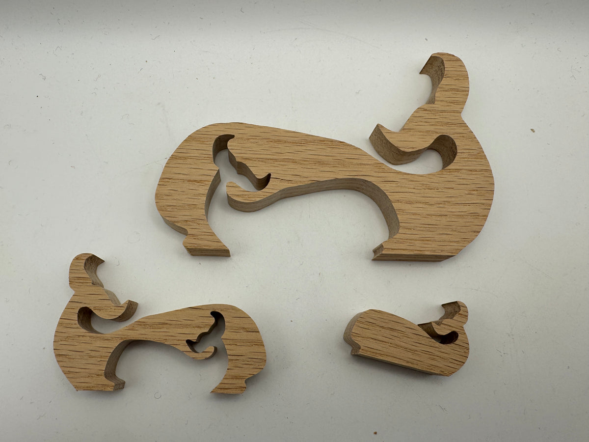 Handmade Wooden Whale & Baby Whale Decor – 5"