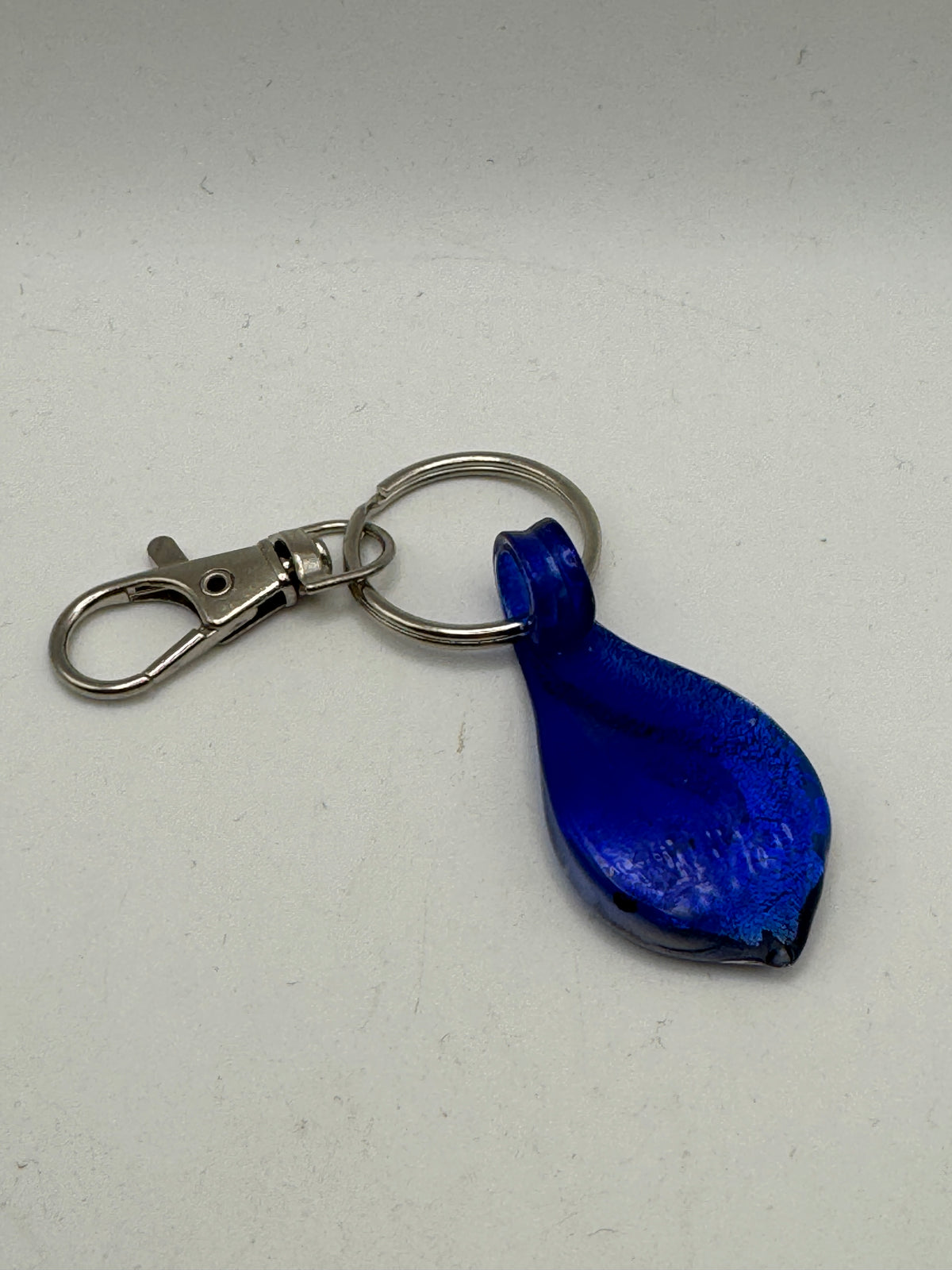 Beths glass creations - Keychain Accessories - Cobalt Blue & Silver Teardrop