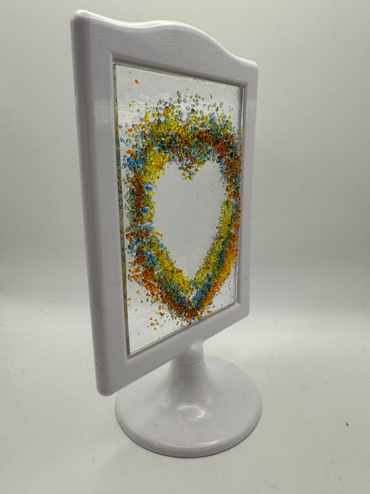 Beths glass creations - Colorful Heart Framed Glass Art