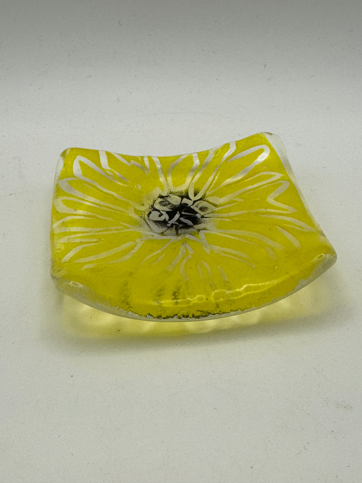 Beths glass creations Ring dish - Yellow Floral