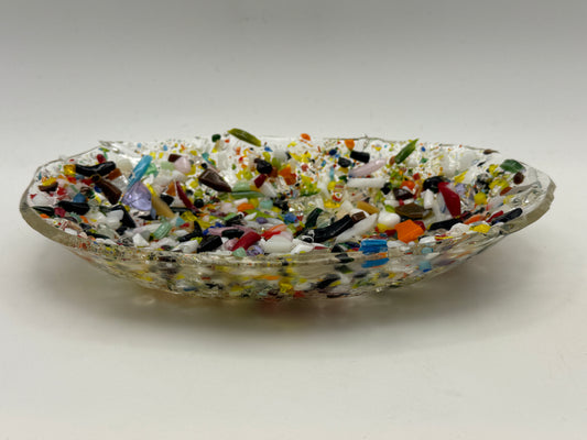Beth’s Glass Creations – Multicolored Confetti Fused Glass Trinket & Soap Dish