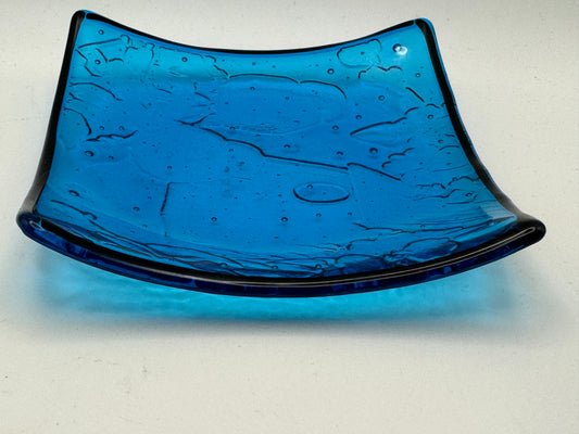 Beth’s Glass Creations – Turquoise Blue Fused Glass Trinket & Soap Dish