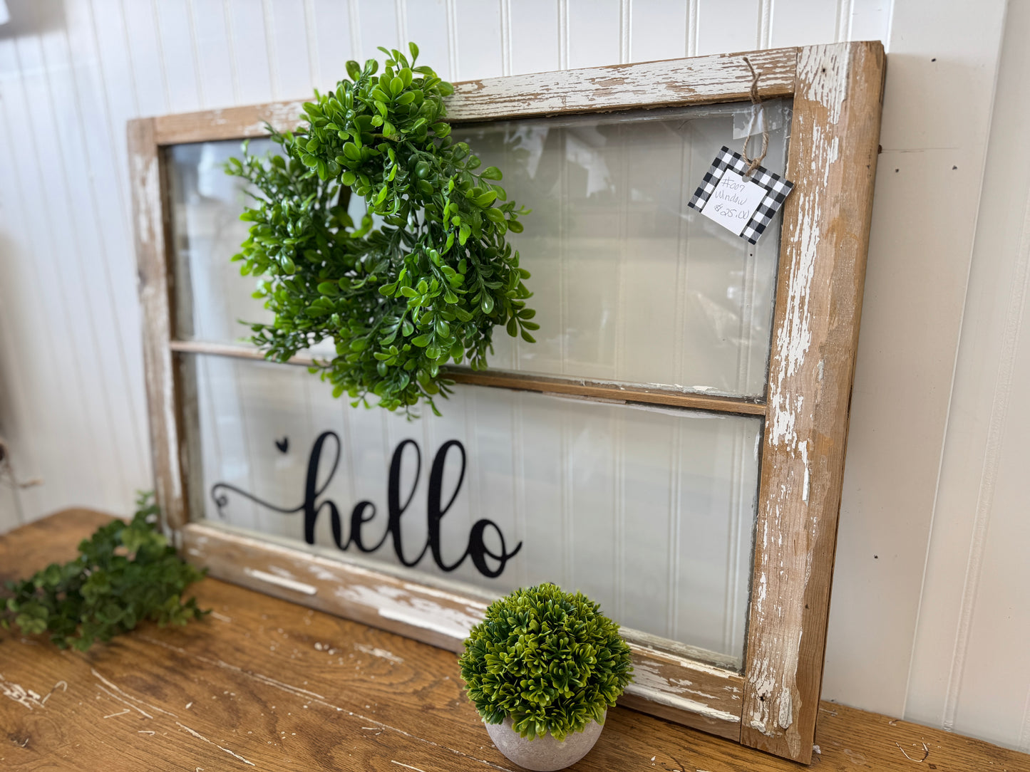 Farmhouse old Window "Hello"