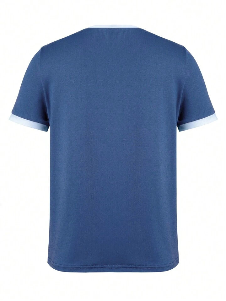 Women's Summer Short Sleeved duo Colored top - Blue