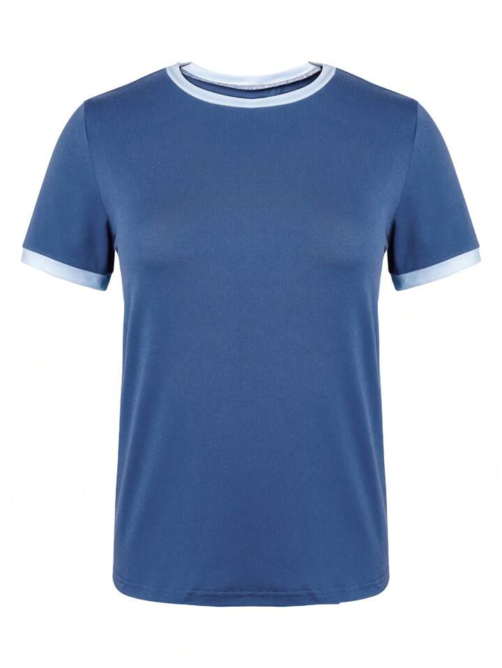 Women's Summer Short Sleeved duo Colored top - Blue