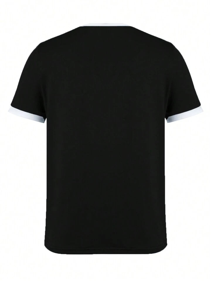 Women's Summer Short Sleeved duo Colored top - Black