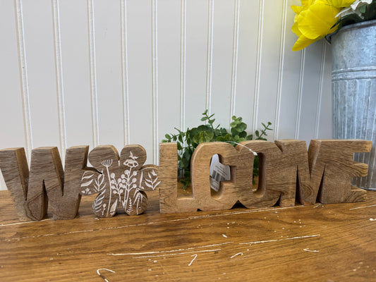 Antique Welcome Wooden Word
