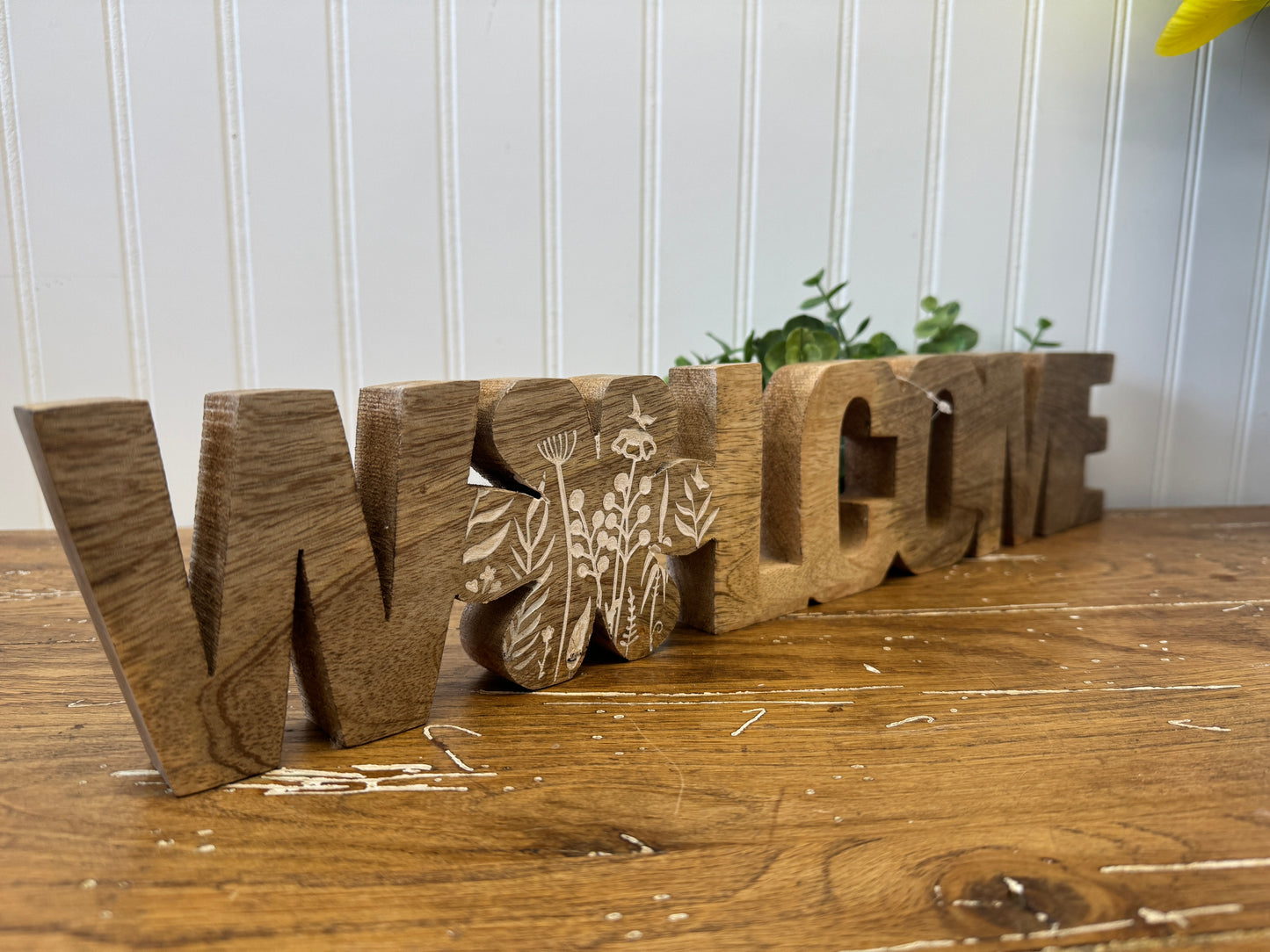 Antique Welcome Wooden Word