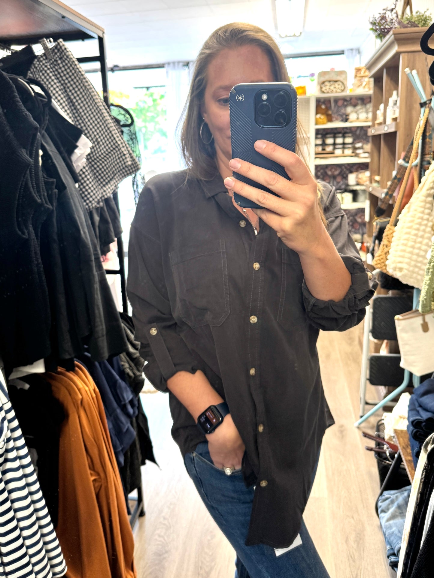 BeCool Oversized Cargo Shirt - Charcoal in Color