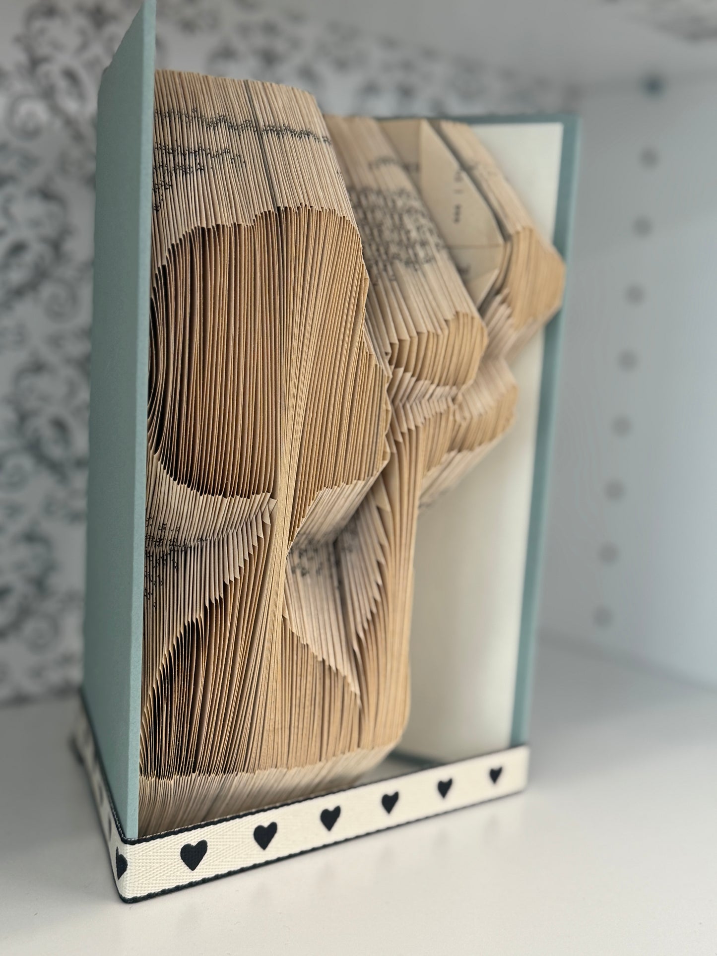 Folded Book Art - Woman Kissing Hearts