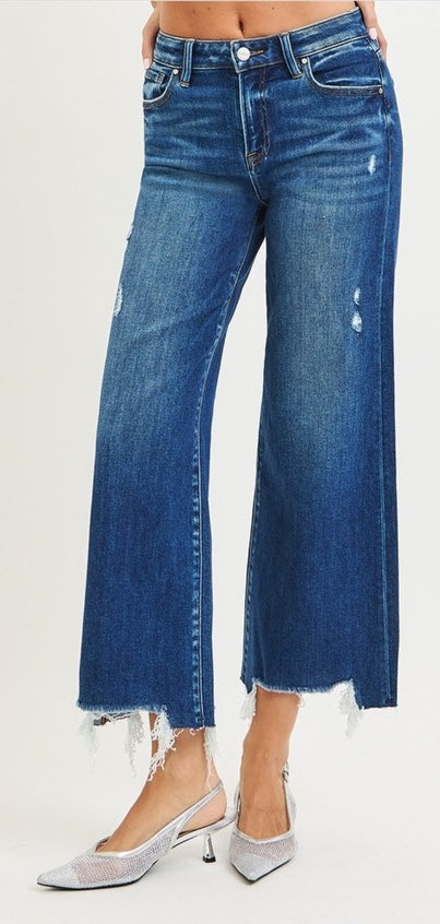 Risen Plus Size High Rise Crop Wide Leg Jeans
