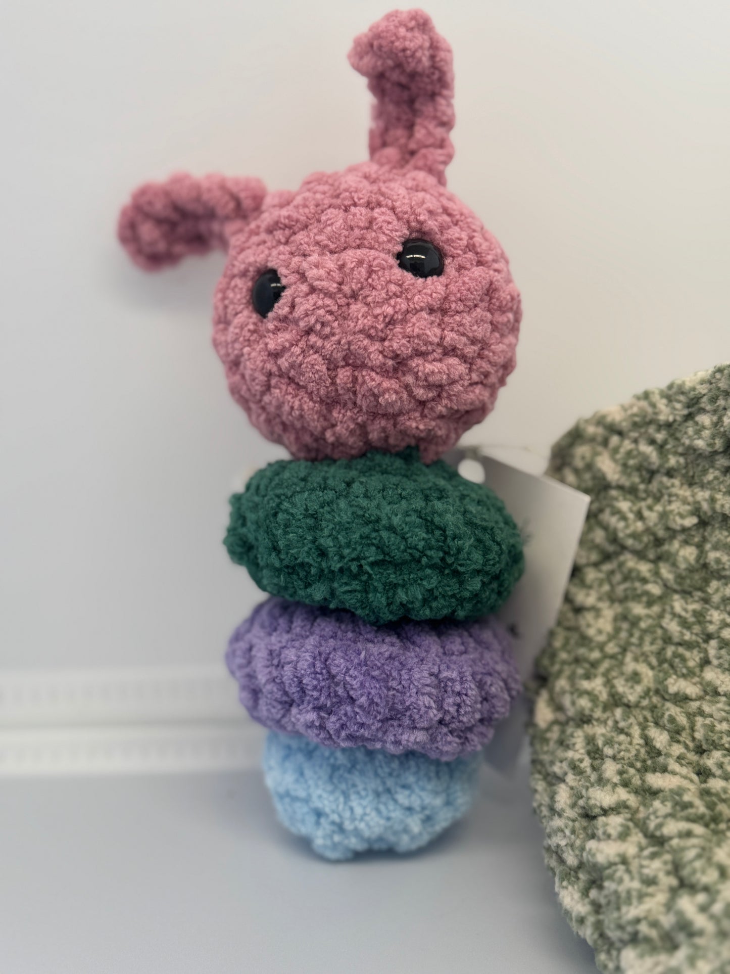 Handmade Crocheted Stuffed Animals - Caterpillar & Leaf