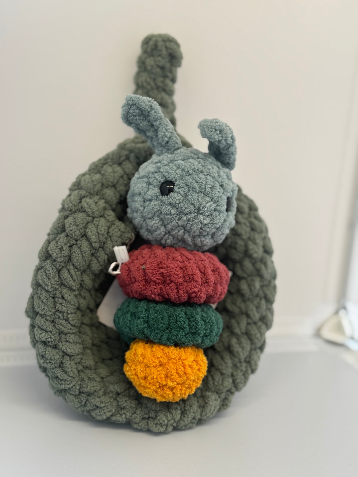 Handmade Crocheted Stuffed Animals - Caterpillar & Leaf