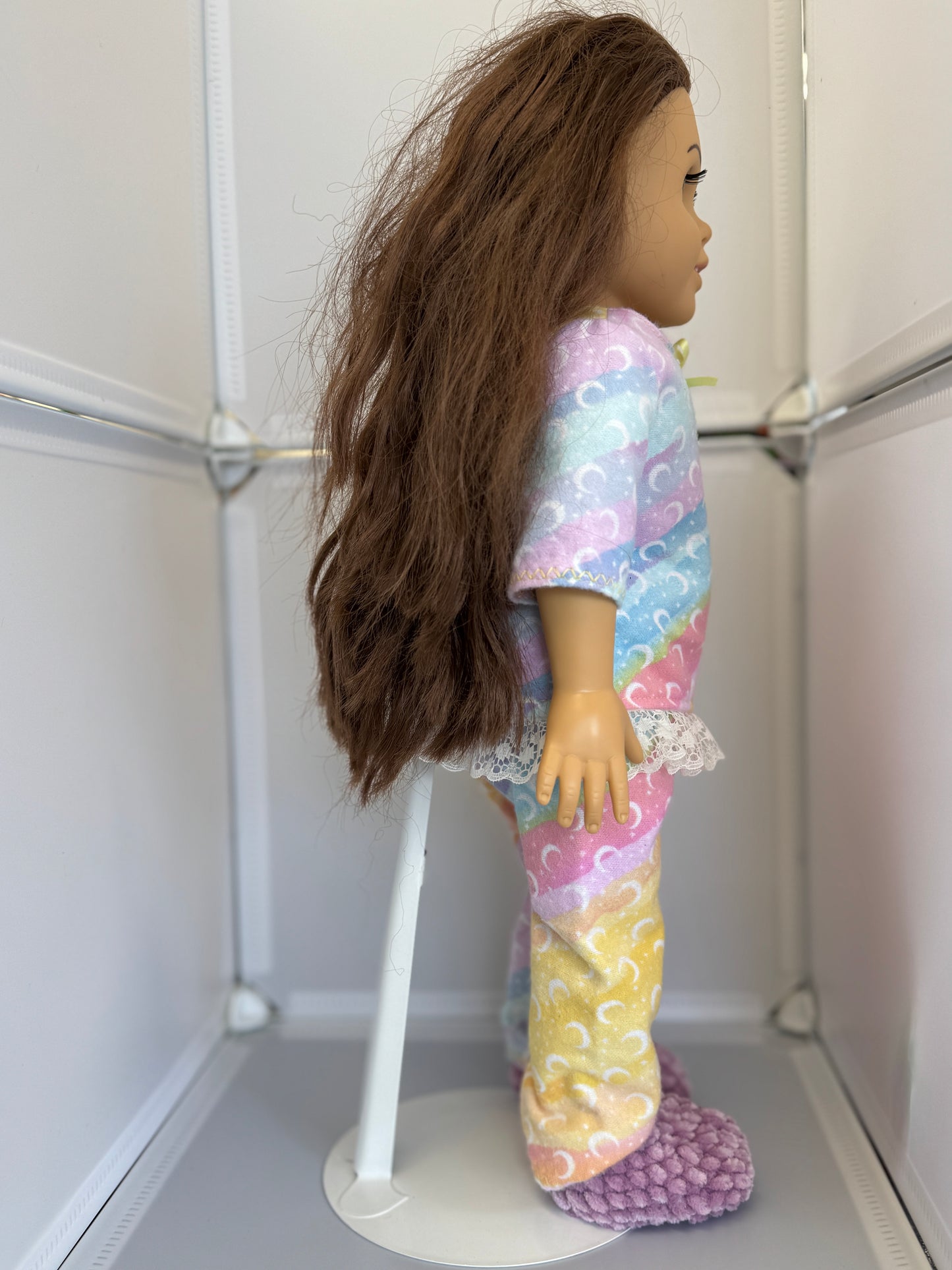 Handmade 18" Doll Clothes - Pajama set w/ Purple Slippers