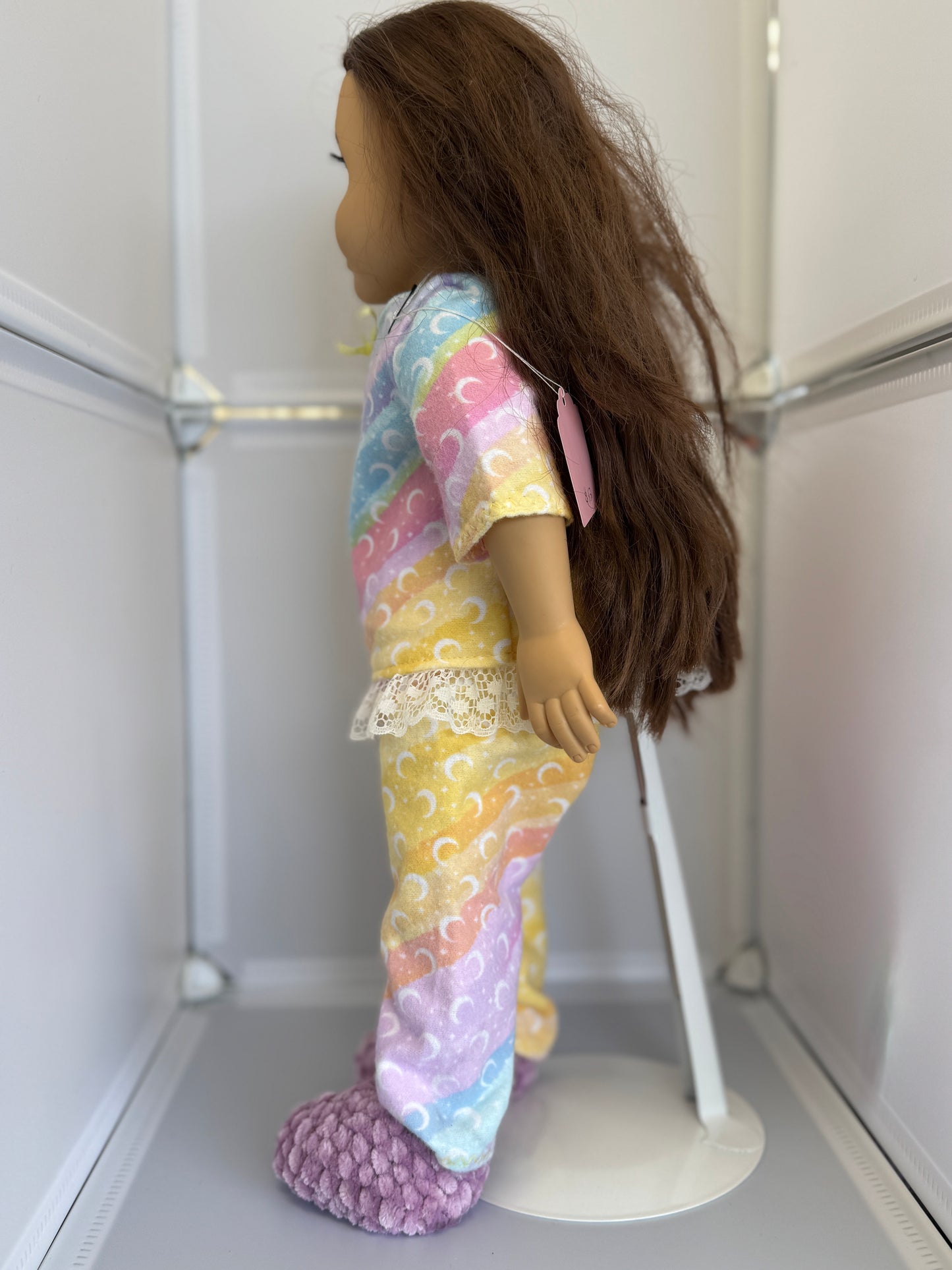 Handmade 18" Doll Clothes - Pajama set w/ Purple Slippers