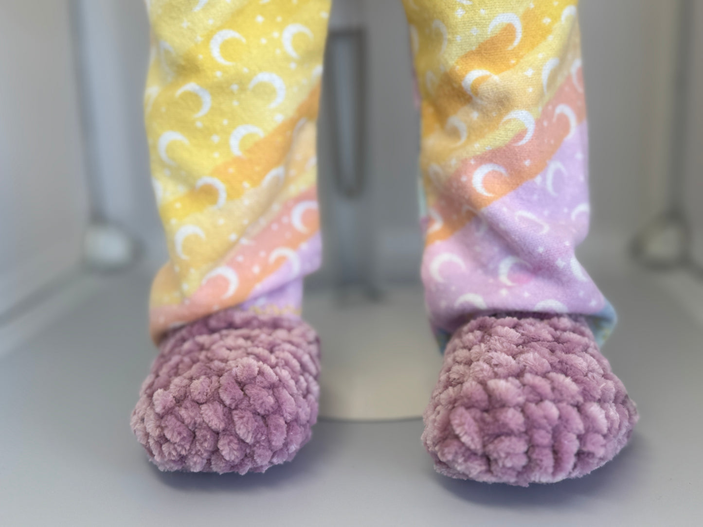 Handmade 18" Doll Clothes - Pajama set w/ Purple Slippers