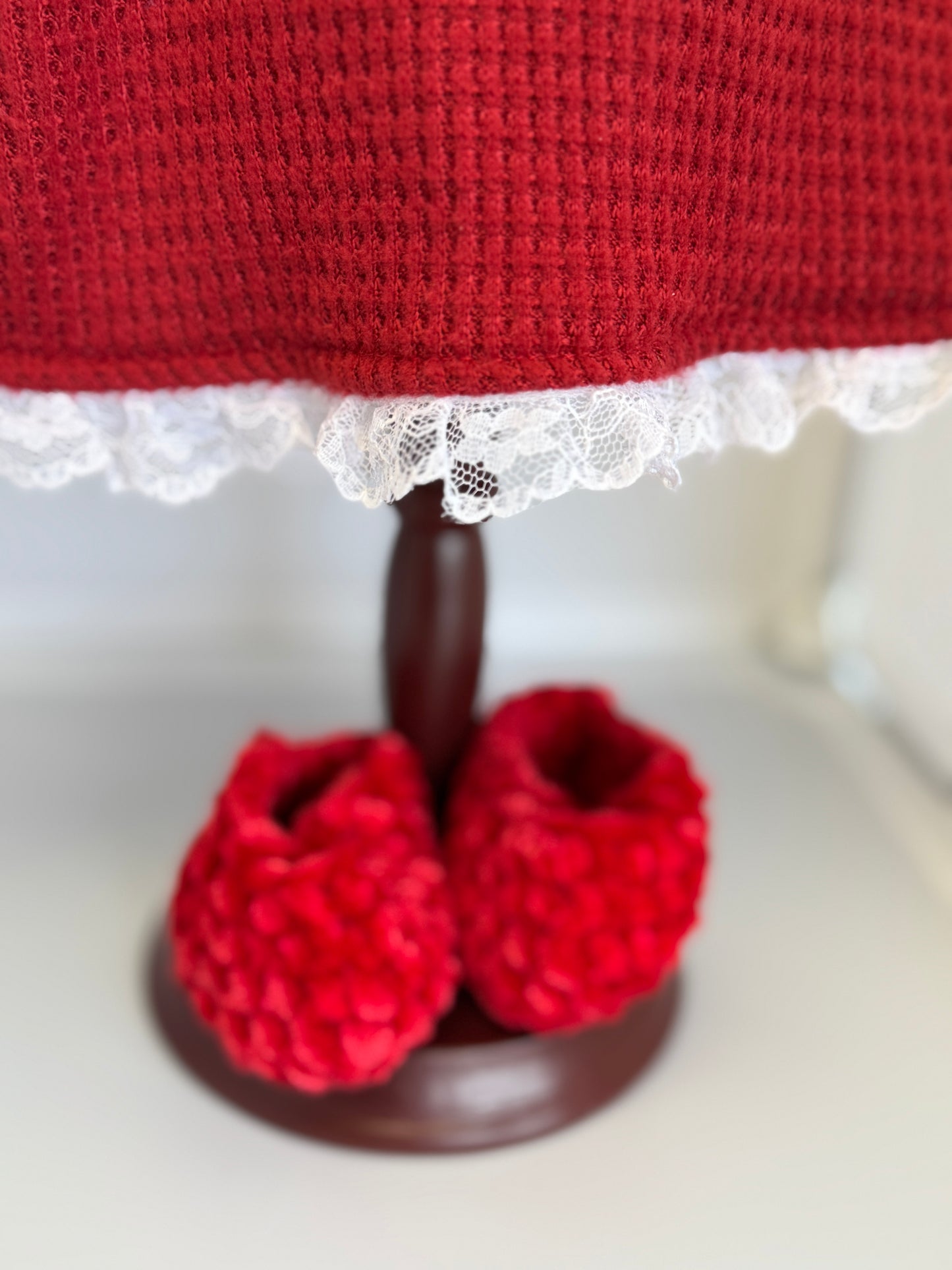 Handmade 18" Doll Clothes - Pajama set Red Night Gown & Slippers