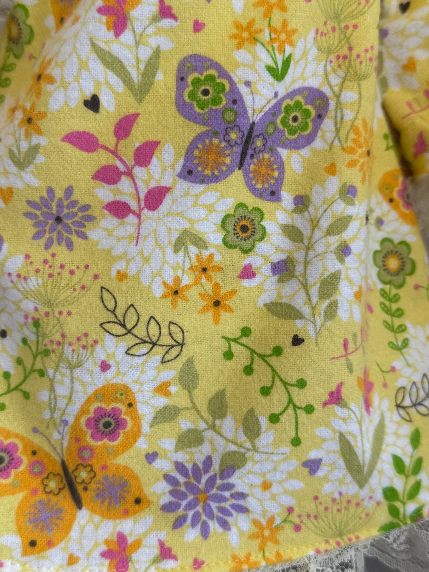 Handmade 18" Doll Clothes - Pajama set Yellow Floral Night Gown & Slippers