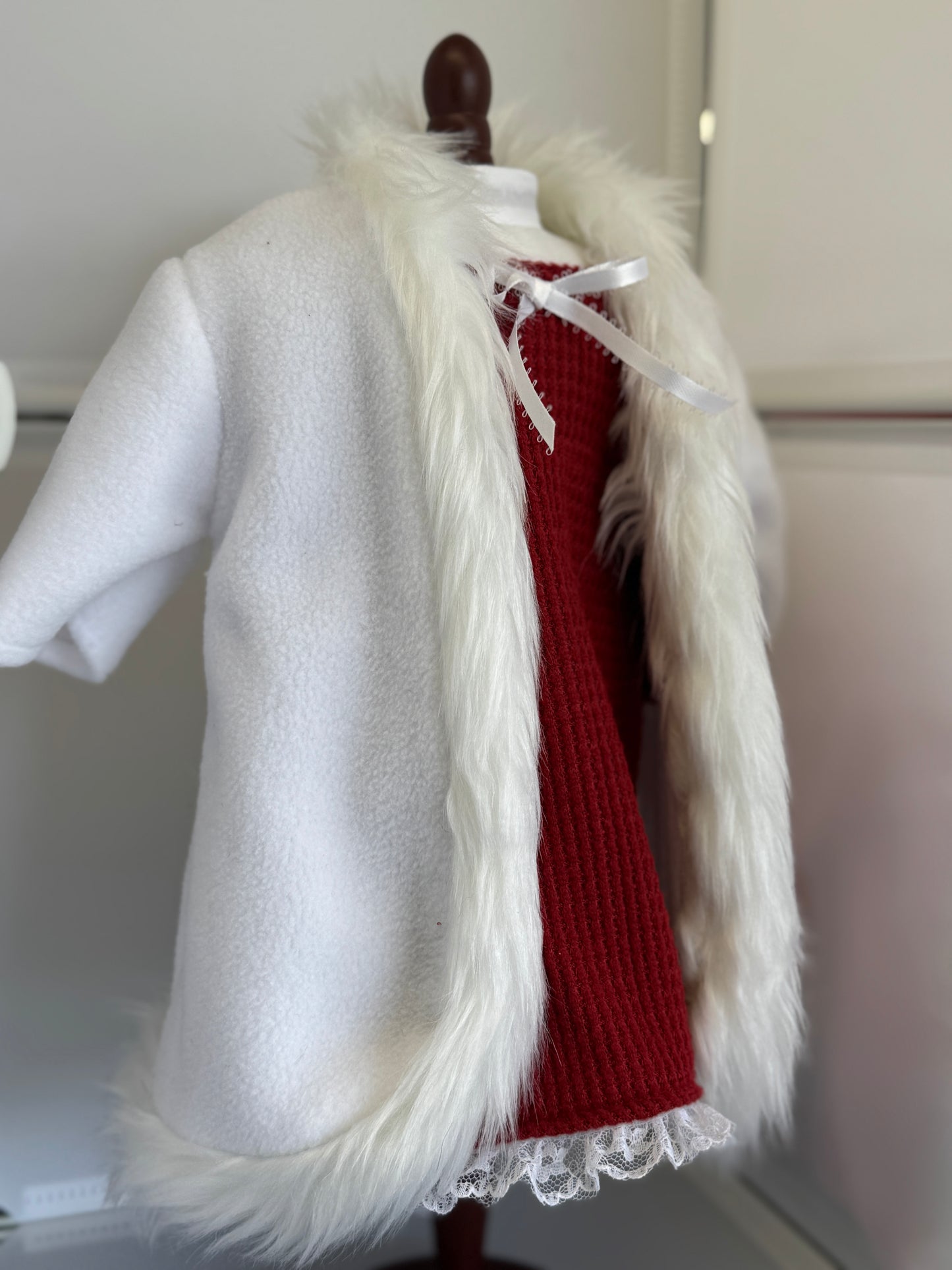Handmade 18" Doll Clothes - Pajama set Red Gown & Robe