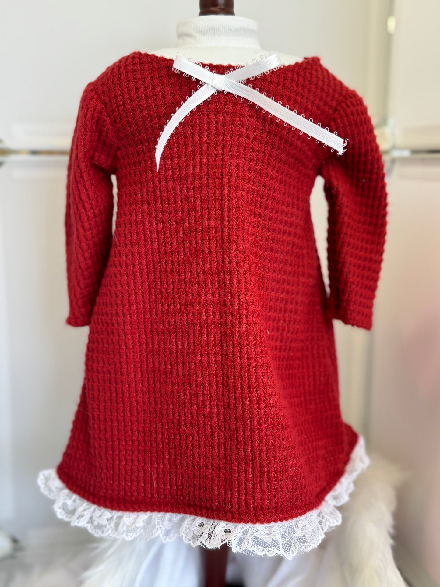 Handmade 18" Doll Clothes - Pajama set Red Gown & Robe