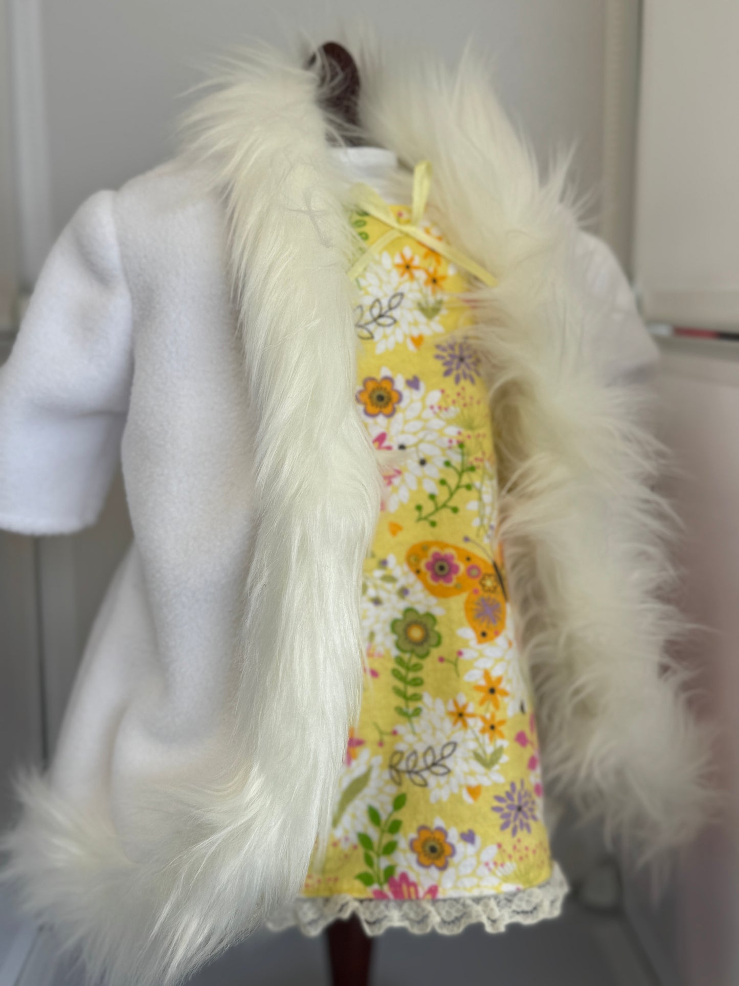 Handmade 18" Doll Clothes - Pajama set Yellow Gown & Robe
