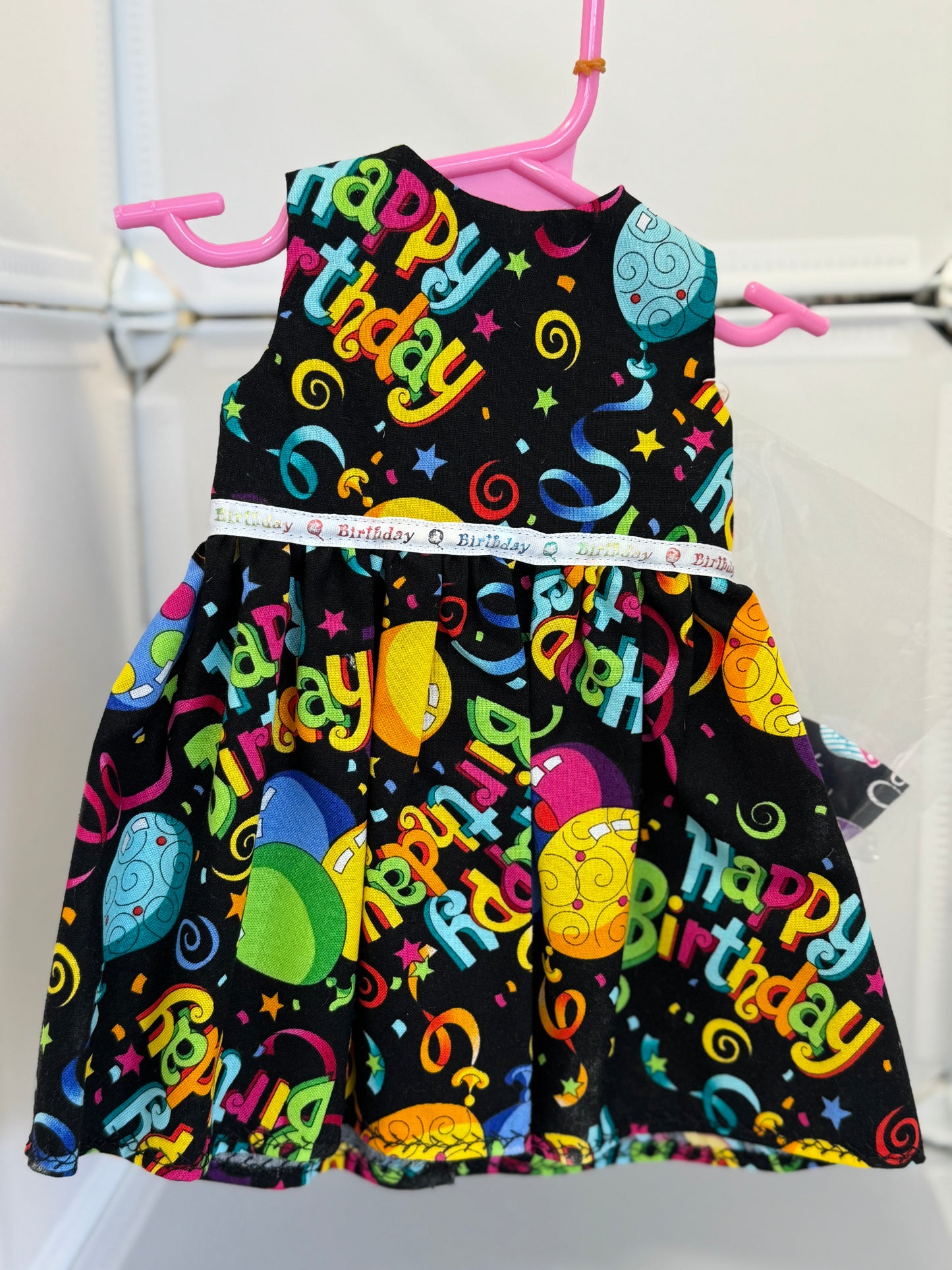 Handmade 18" Doll Clothes - Happy Birthday Dress & Bow