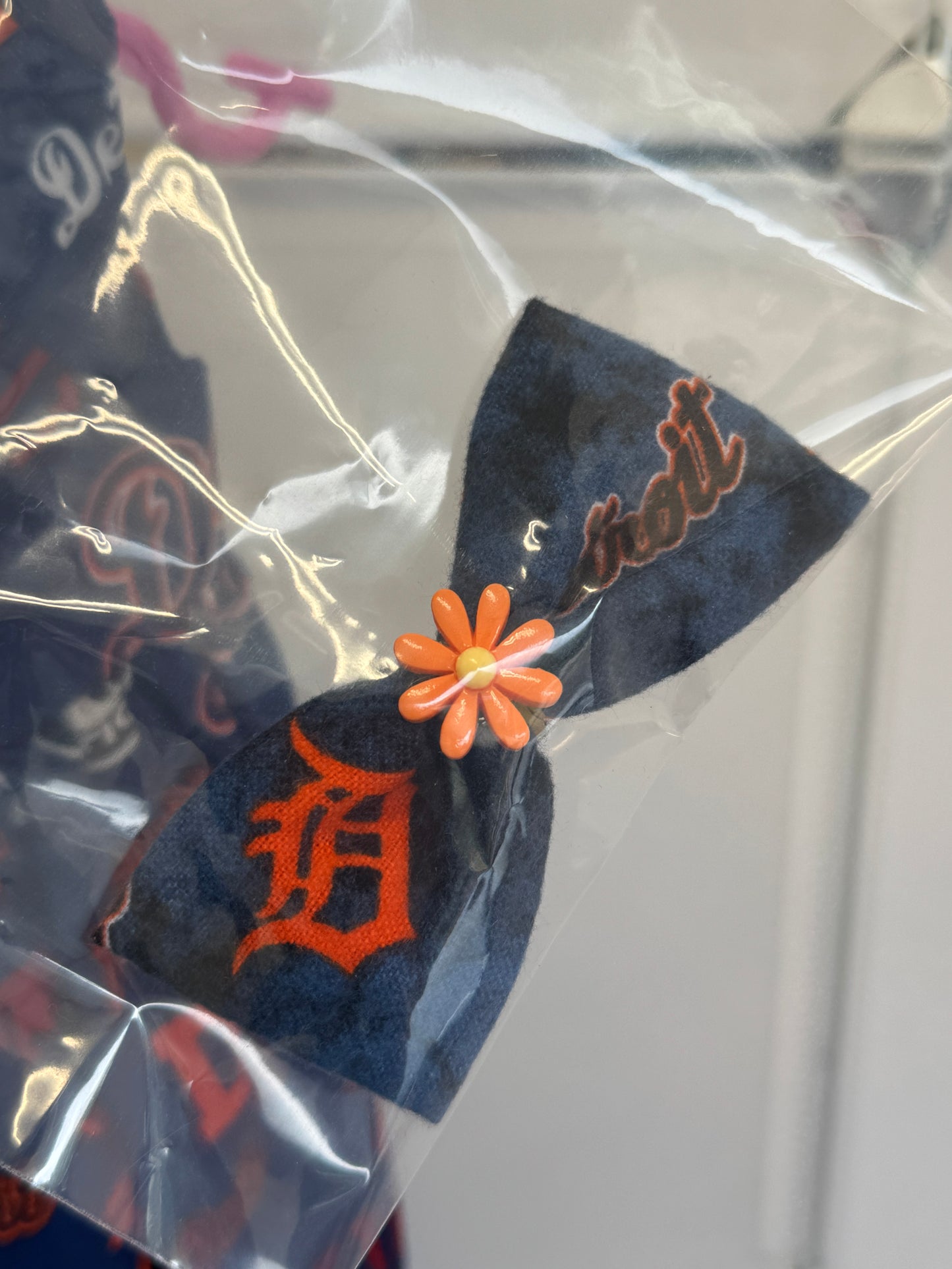 Handmade 18" Doll Clothes – Navy & Orange Baseball-Inspired Dress with Matching Bow