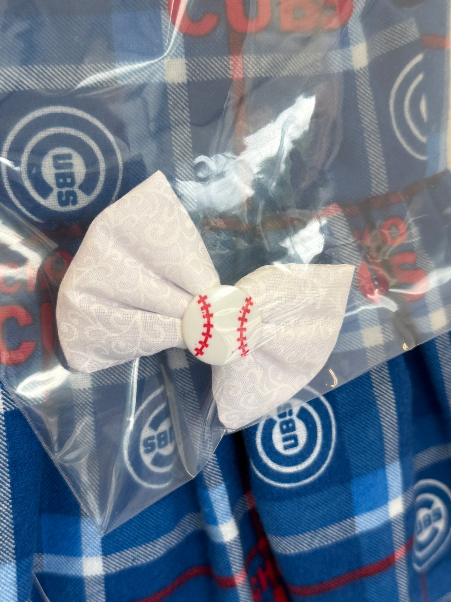 Handmade 18" Doll Clothes – Blue & Red Baseball-Inspired Dress with Matching Bow