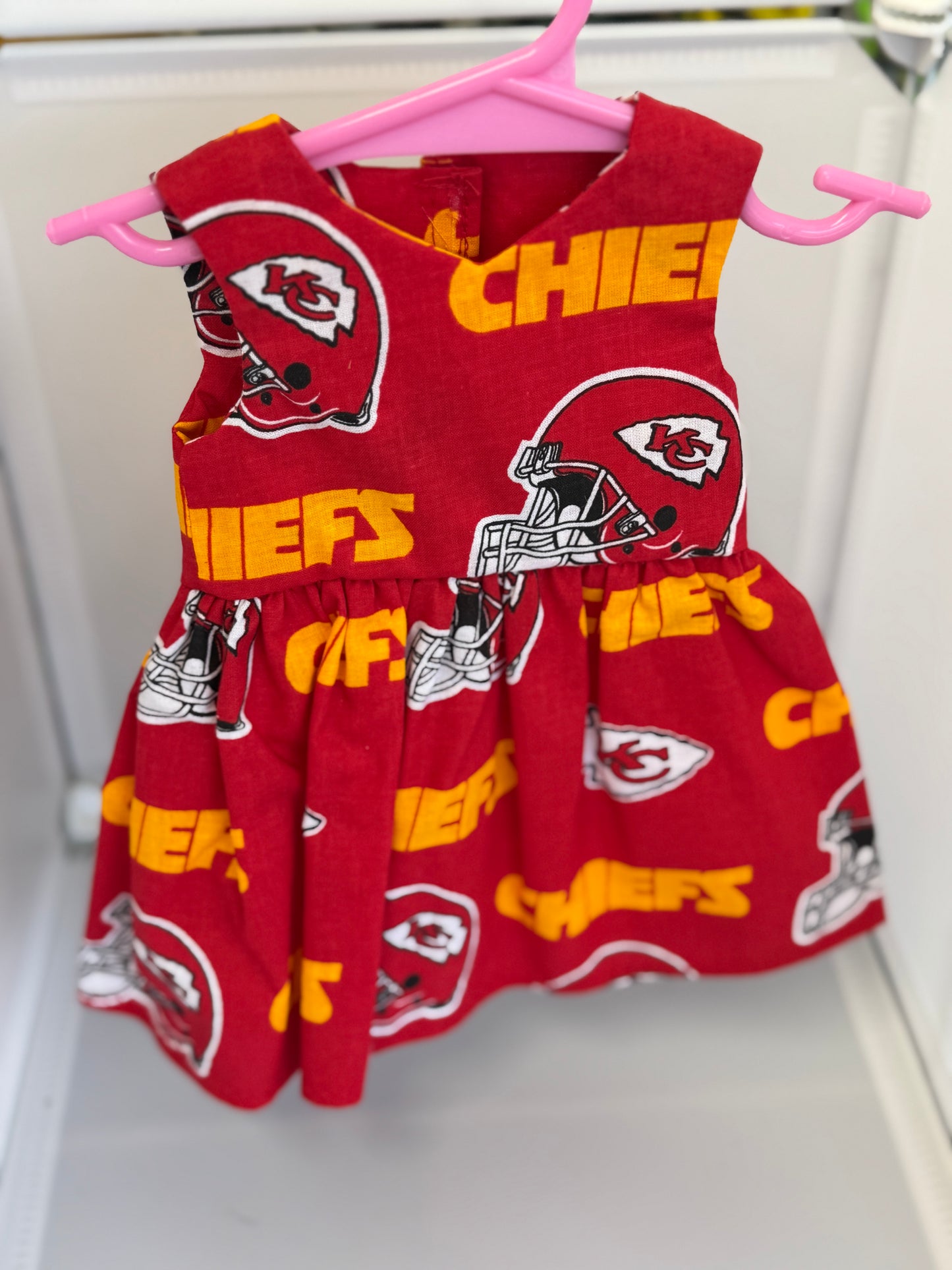 Handmade 18" Doll Clothes – Red & Gold Football-Inspired Dress with Matching Bow