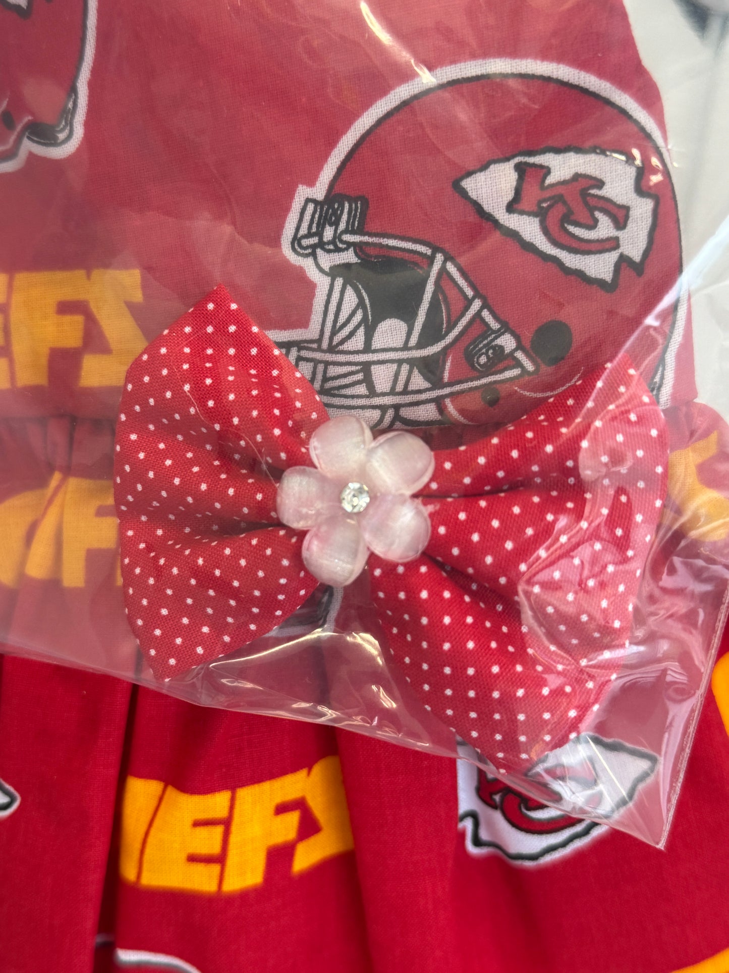 Handmade 18" Doll Clothes – Red & Gold Football-Inspired Dress with Matching Bow