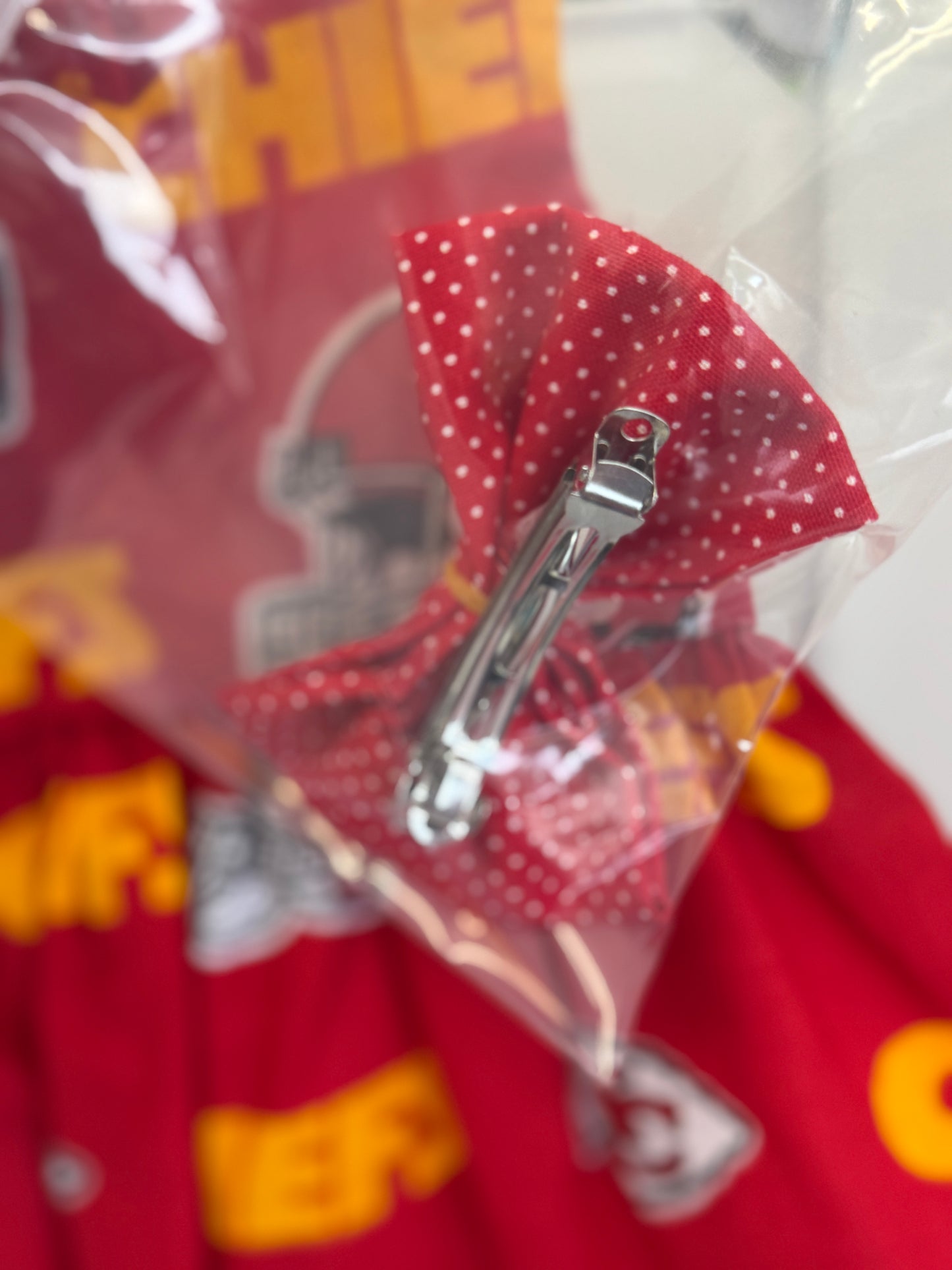 Handmade 18" Doll Clothes – Red & Gold Football-Inspired Dress with Matching Bow