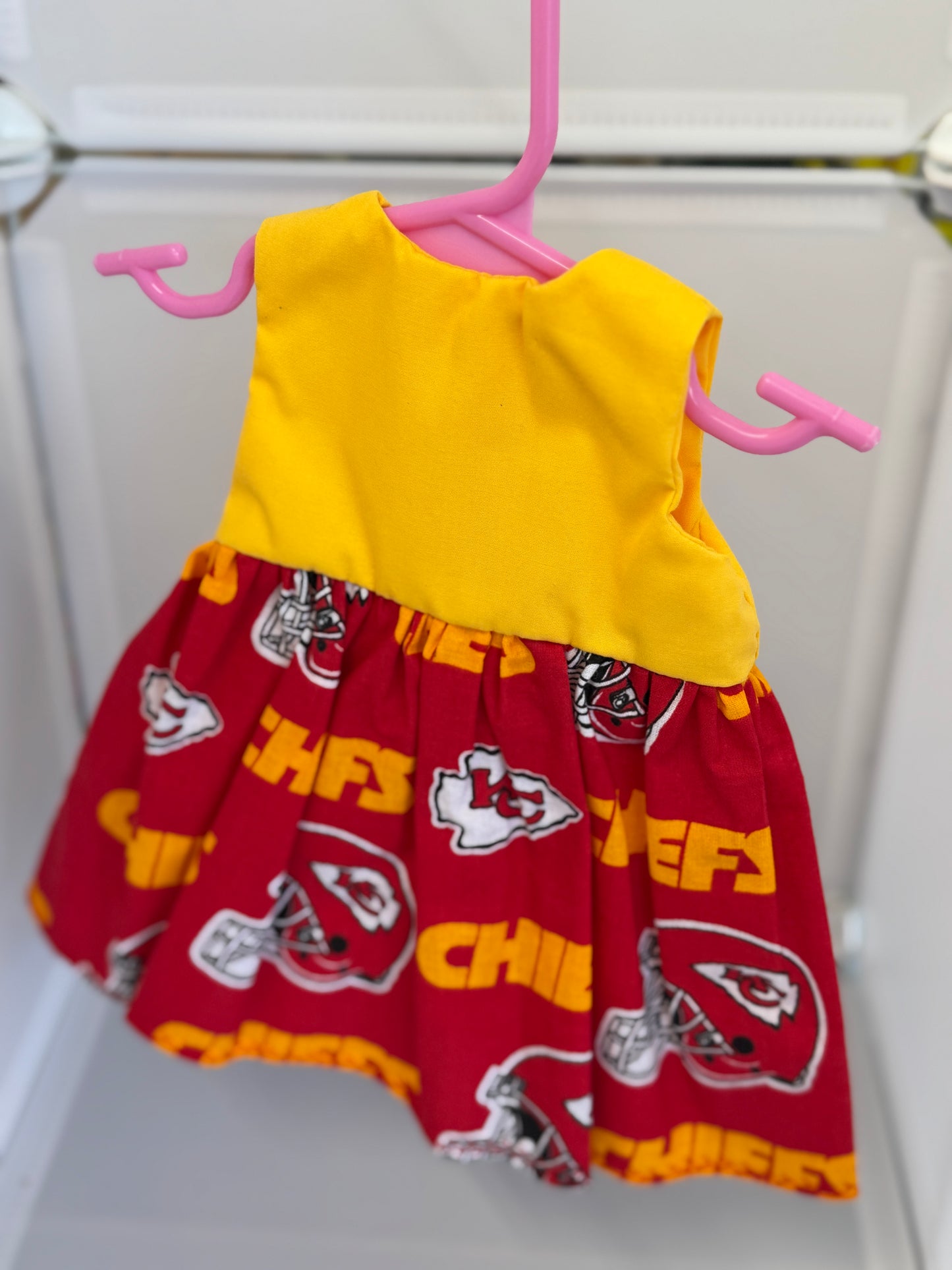 Handmade 18" Doll Clothes – Red & Gold Football-Inspired Dress with Matching Bow