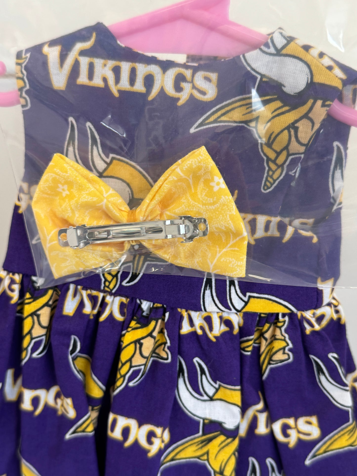 Handmade 18" Doll Clothes - Vikings Dress & Bow