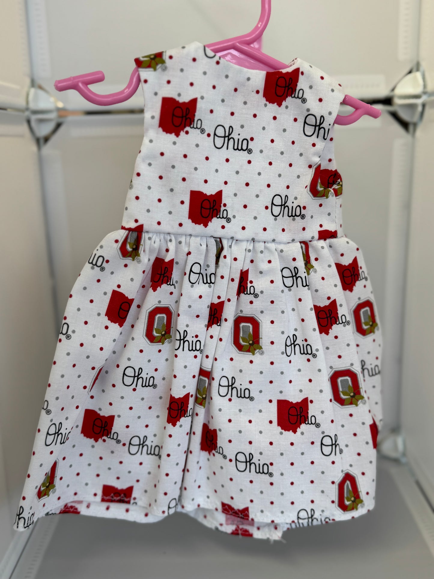 Handmade 18" Doll Clothes - Ohio Dress & Bow