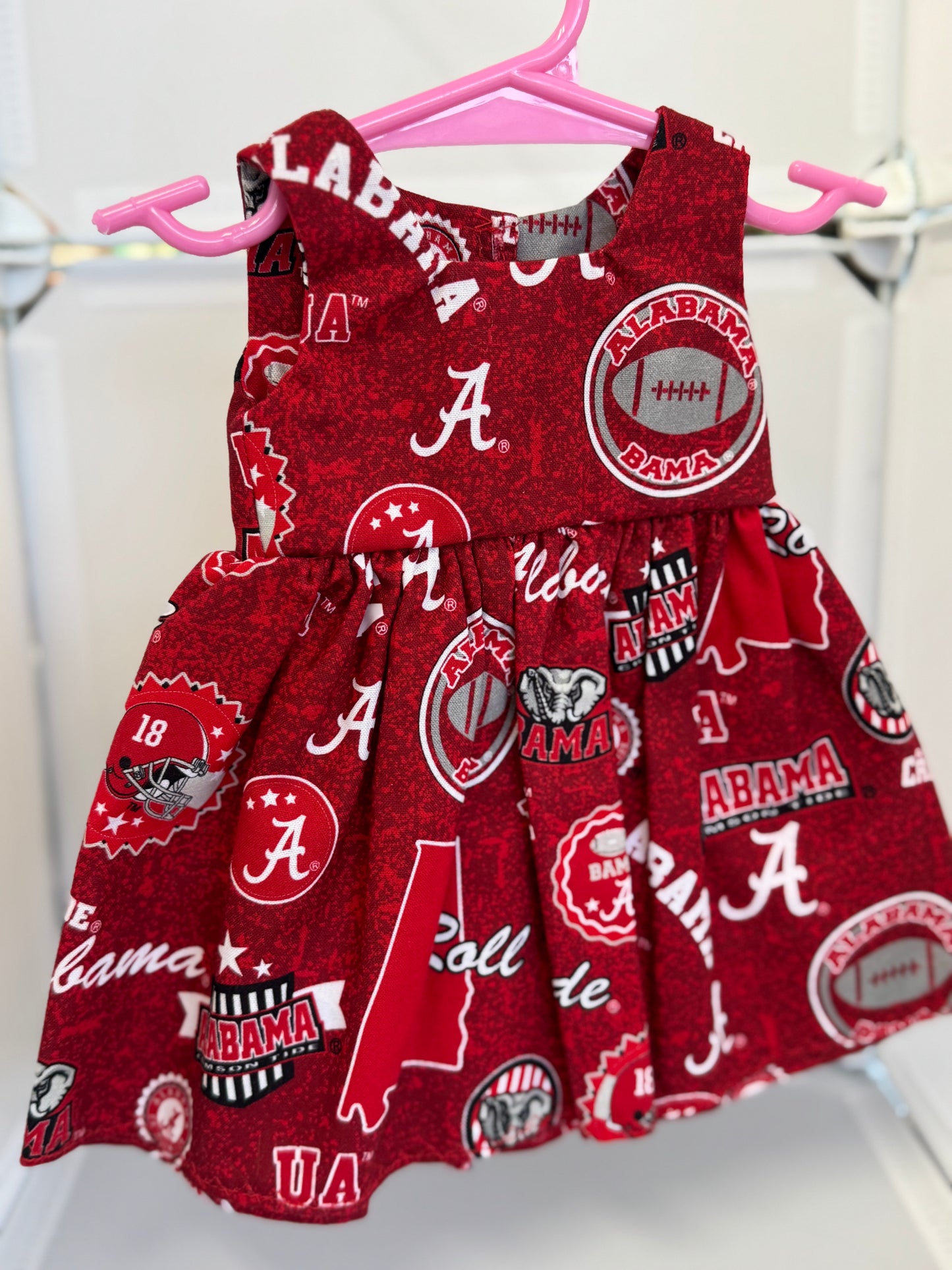Handmade 18" Doll Clothes – Crimson & White Dress with Matching Bow