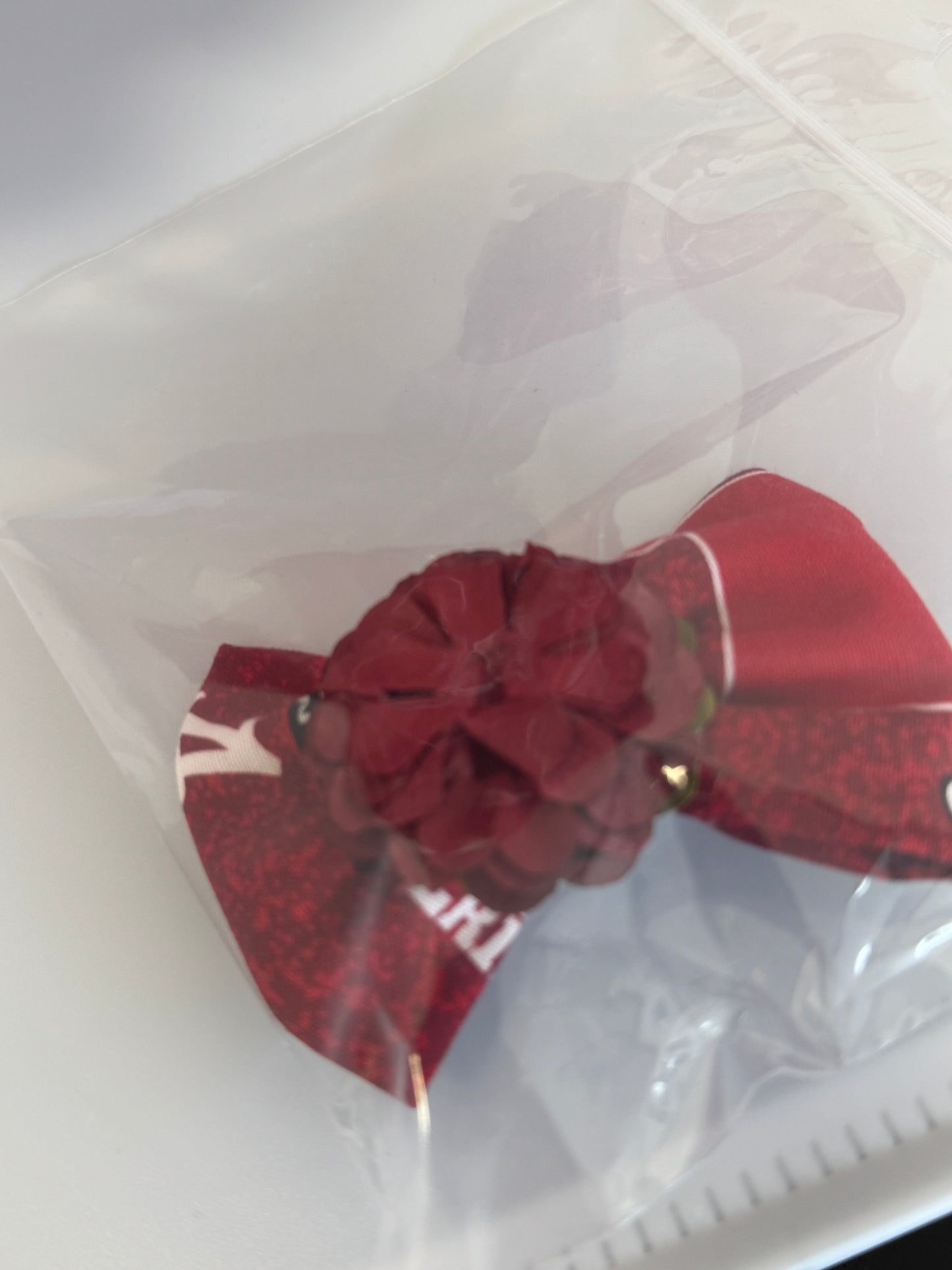 Handmade 18" Doll Clothes – Crimson & White Dress with Matching Bow