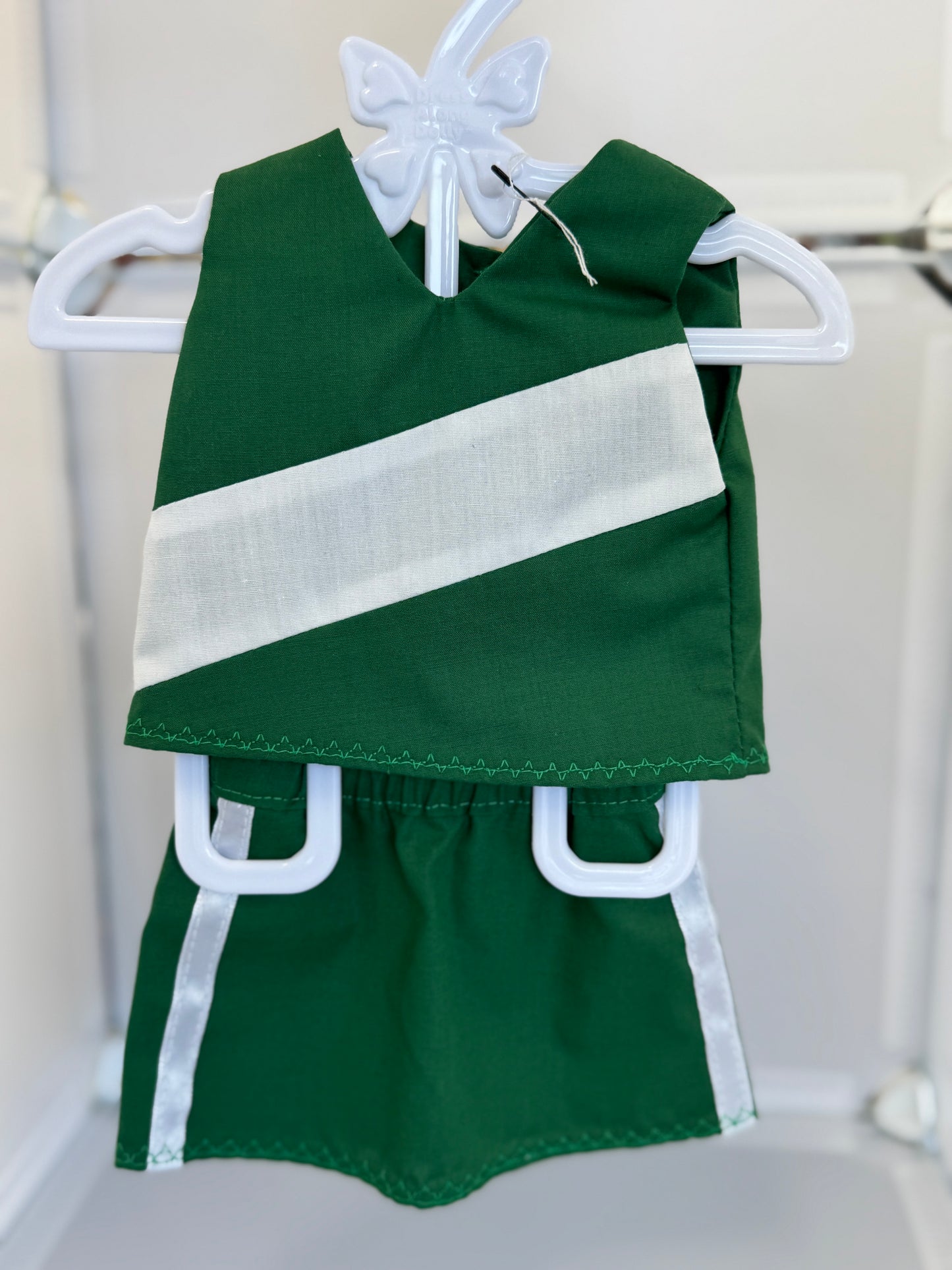 Handmade 18" Doll Clothes - Michigan State Cheer Outfit & pompoms