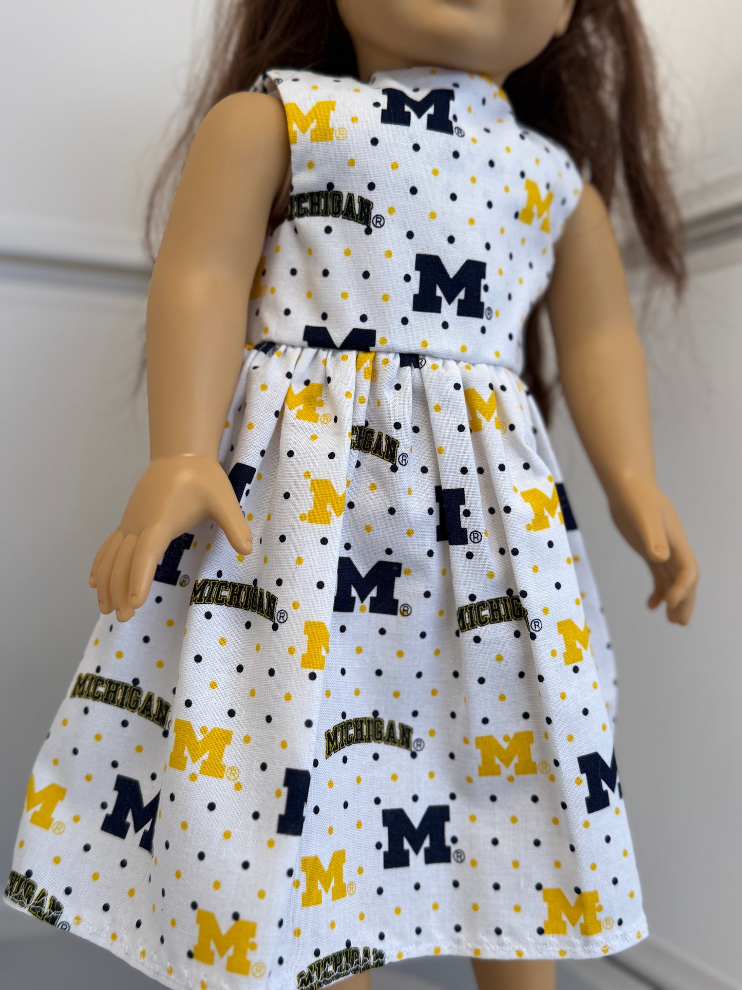 Handmade 18" Doll Clothes - Michigan Dress & Bow
