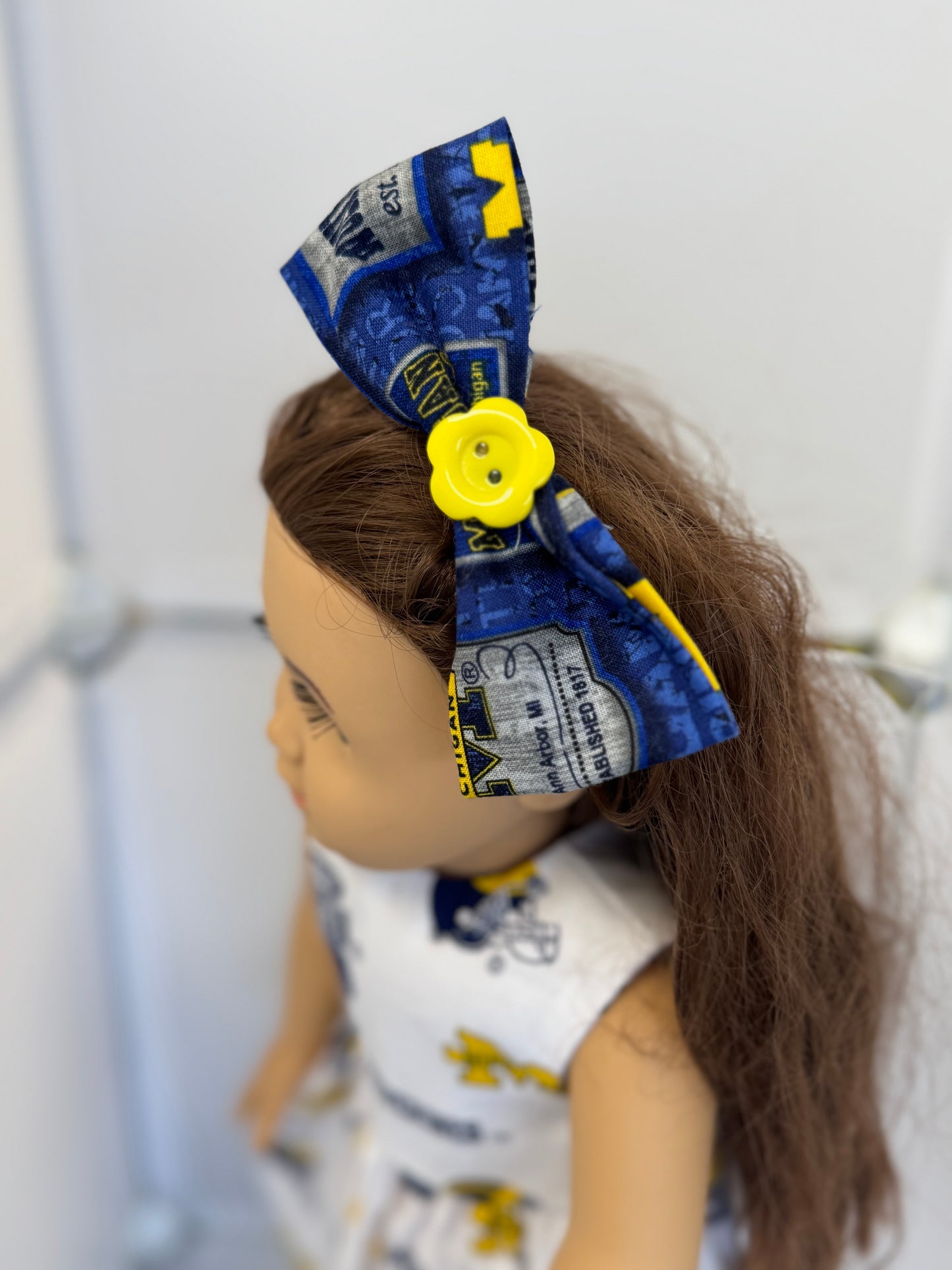 Handmade 18" Doll Clothes - Michigan Dress & Bow