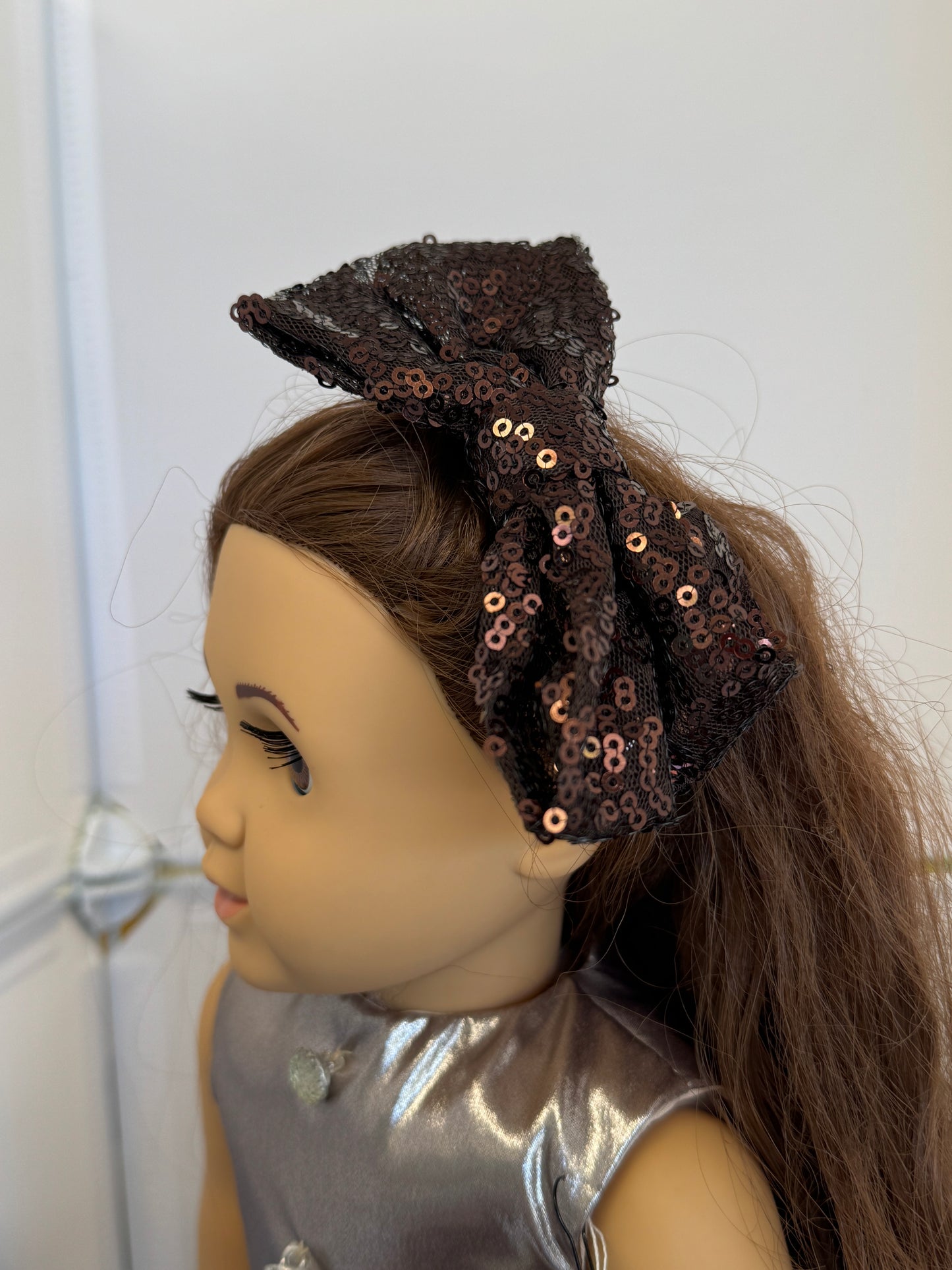 Handmade 18" Doll Clothes - Brown Fancy Dress & Bow