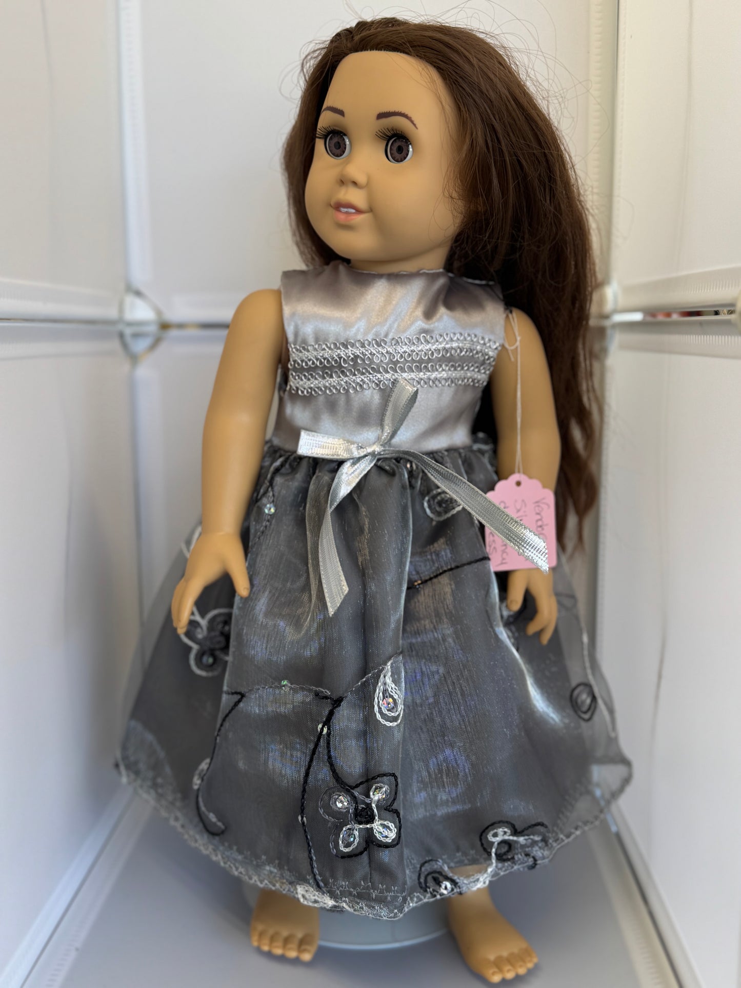 Handmade 18" Doll Clothes - Silver Fancy Dress