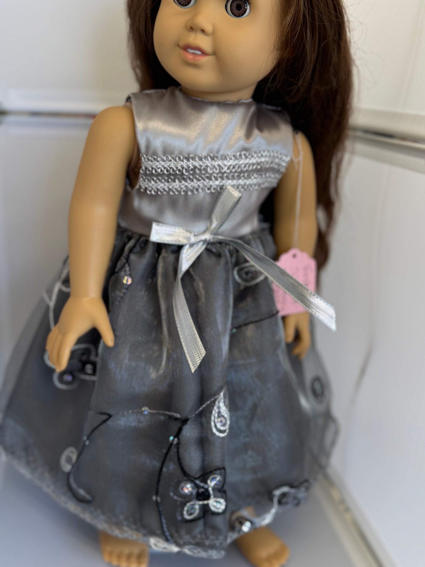 Handmade 18" Doll Clothes - Silver Fancy Dress