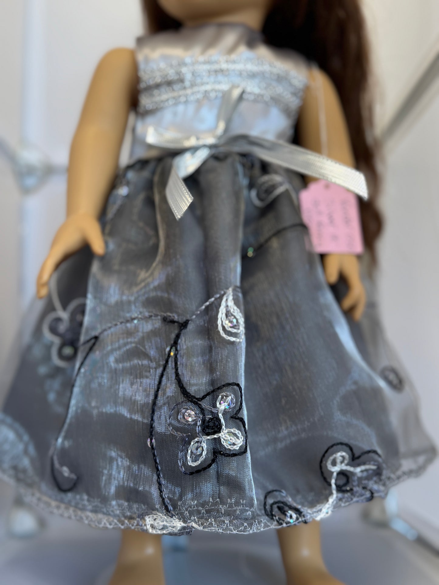 Handmade 18" Doll Clothes - Silver Fancy Dress