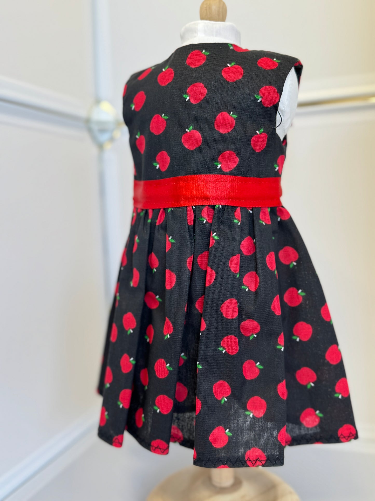 Handmade 18" Doll Clothes - Back to School Dress - Apples w/Bag