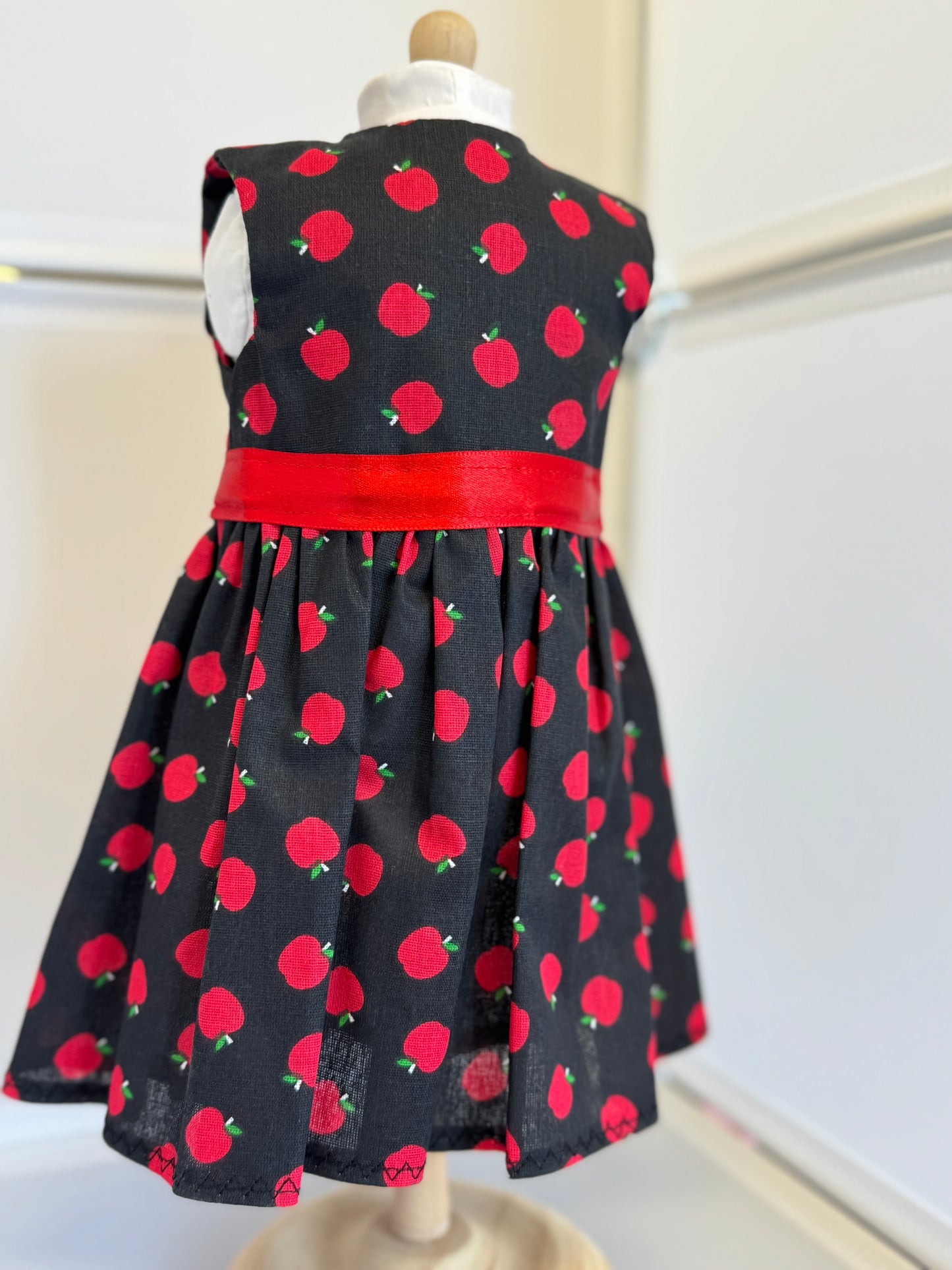 Handmade 18" Doll Clothes - Back to School Dress - Apples w/Bag