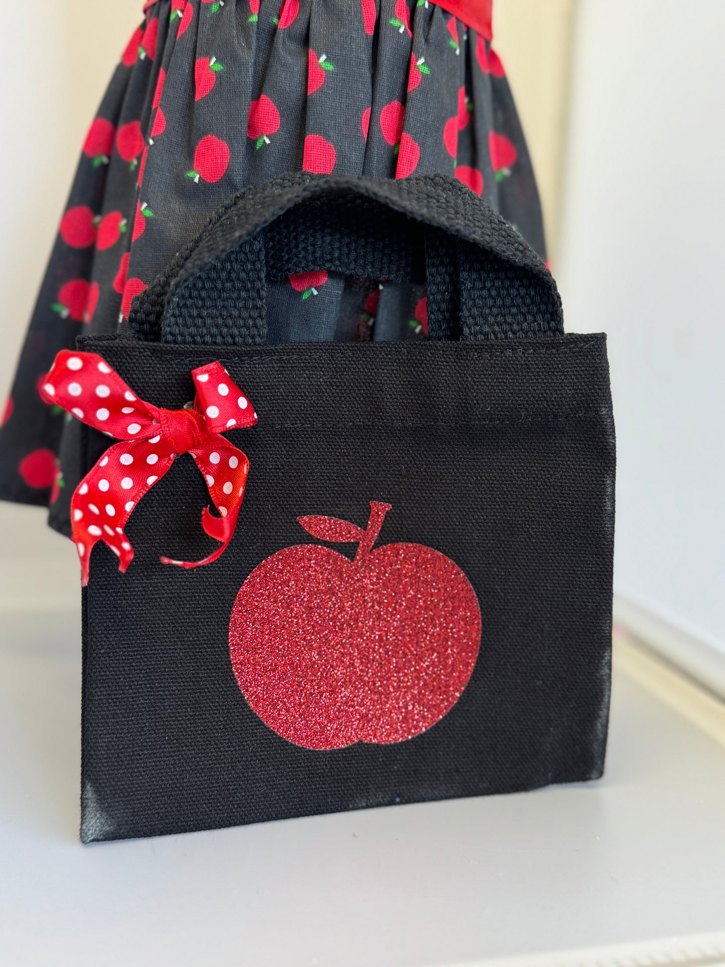 Handmade 18" Doll Clothes - Back to School Dress - Apples w/Bag