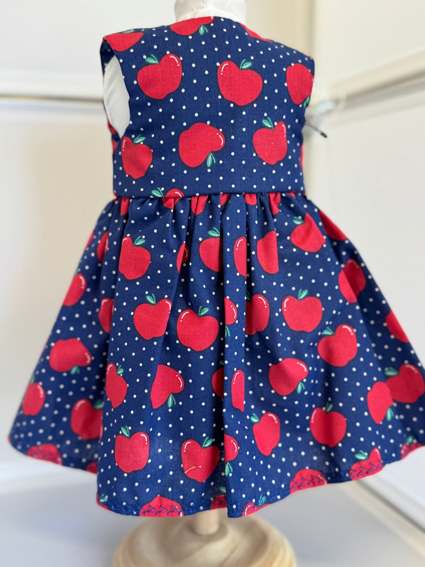 Handmade 18" Doll Clothes - Back to School Dress - Apples w/Bag