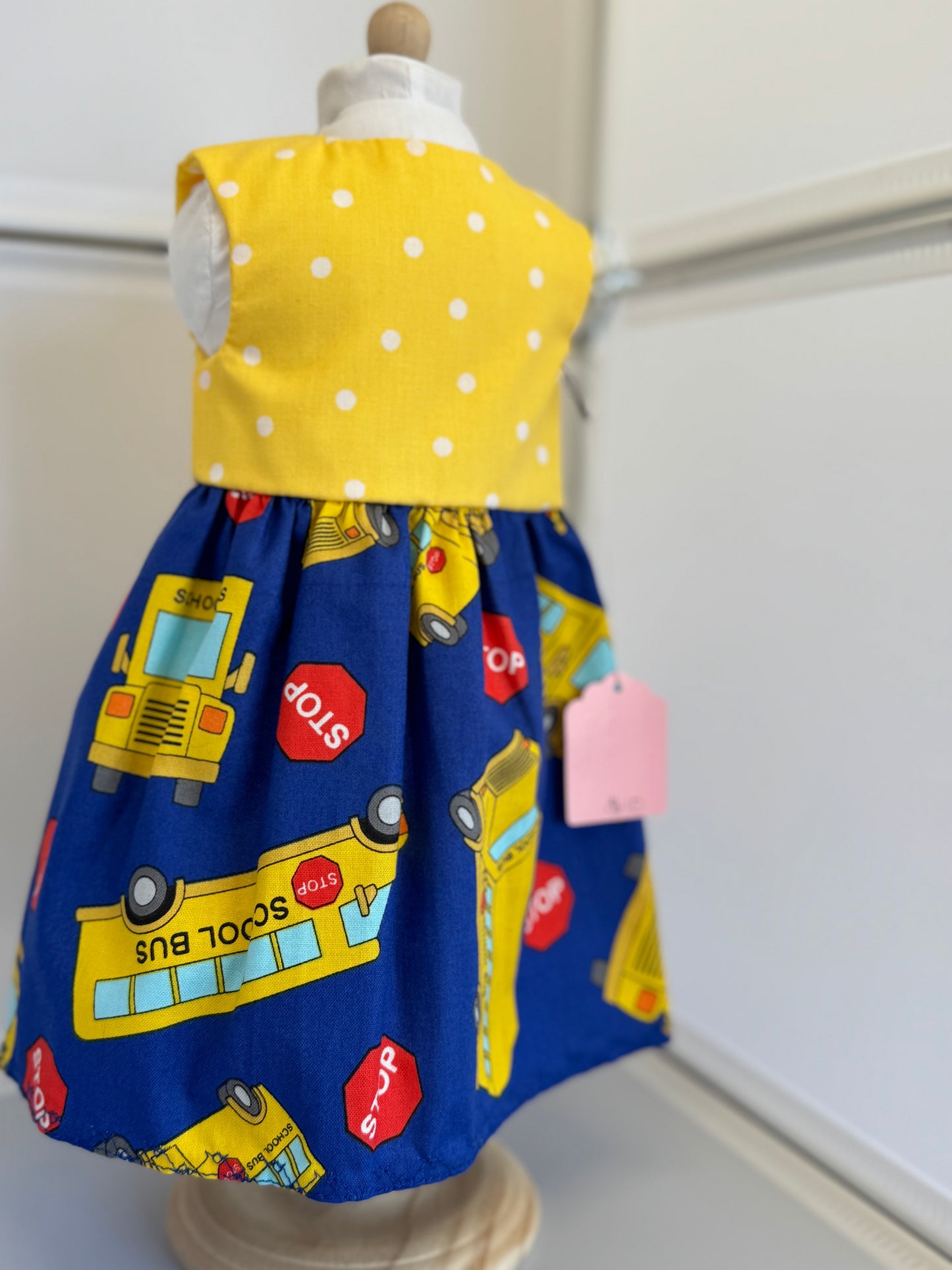 Handmade 18" Doll Clothes - Back to School Dress - School Bus