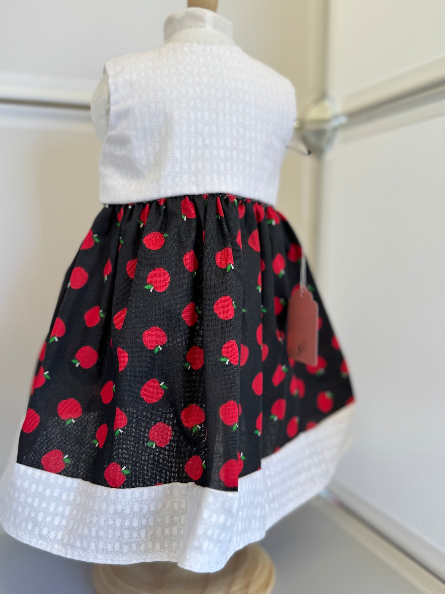 Handmade 18" Doll Clothes - Back to School Dress - Apples & Bag